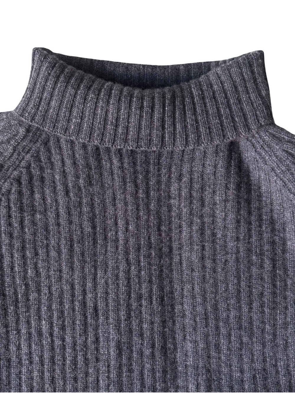 Ralph Lauren Black Label Women’s Gray Cashmere Rib-Knit Mock Neck Sweater Size L - Picture 2 of 6